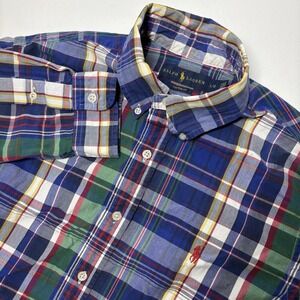 Ralph Lauren Mens Plaid Button Down Long Sleeve Shirt Size L Multicolor Preppy